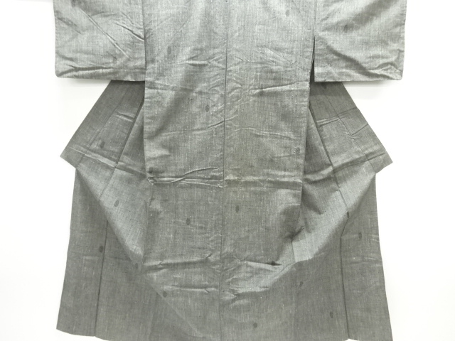 JAPANESE KIMONO / ANTIQUE HITOE KIMONO / SILK / TSUMUGI / WOVEN ABSTRACT PATTERN